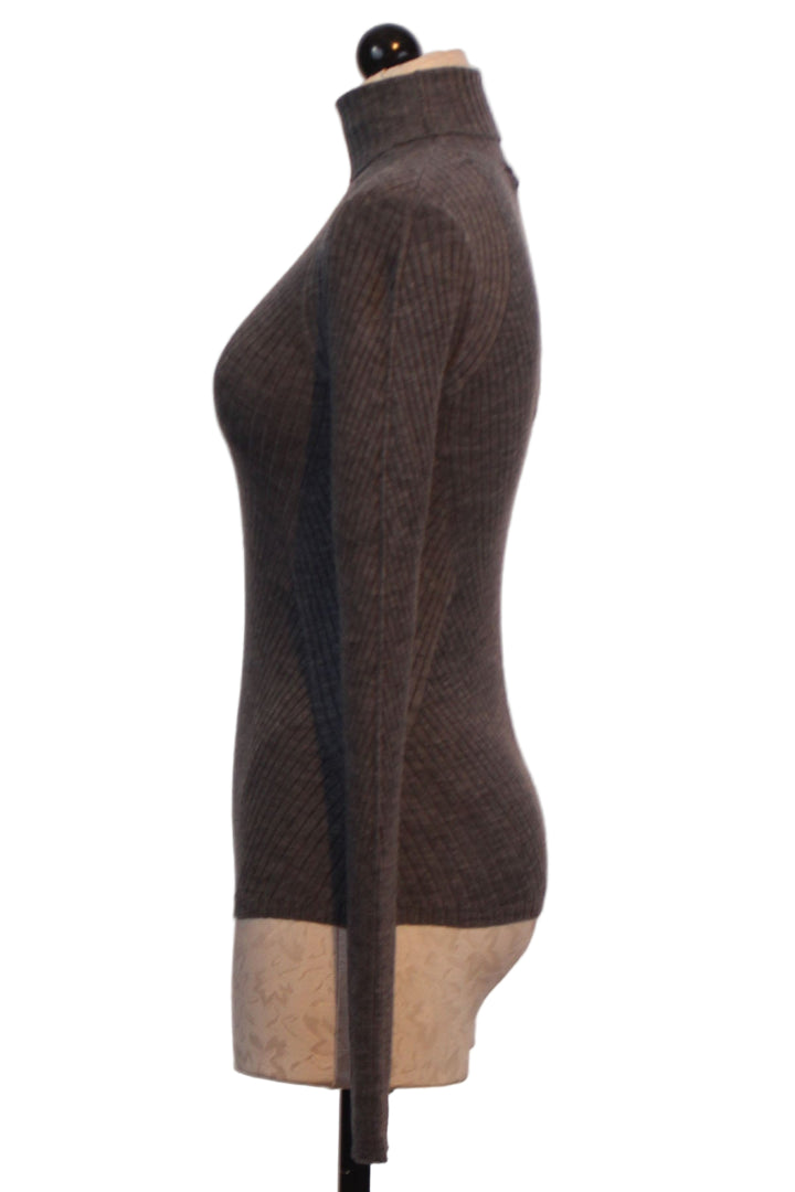 side view of Charcoal Ribbed Turtleneck Be Your Girl Top by Favorite Daughter