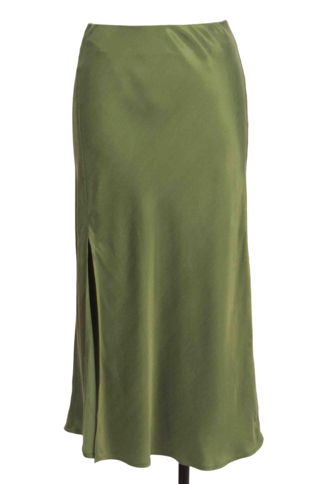 Green Brielle Satin Midi Skirt by Fifteen Twenty