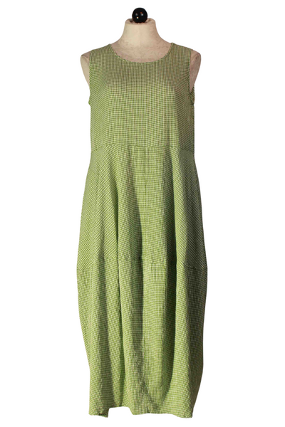 Seamed Bubble Dress by Cut Loose in a Fava Green Crinkle Check