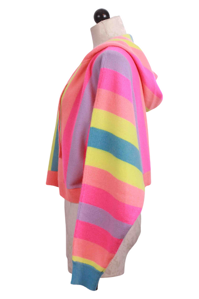 side view of Cropped Rainbow-Striped Cali Hoodie by Crush