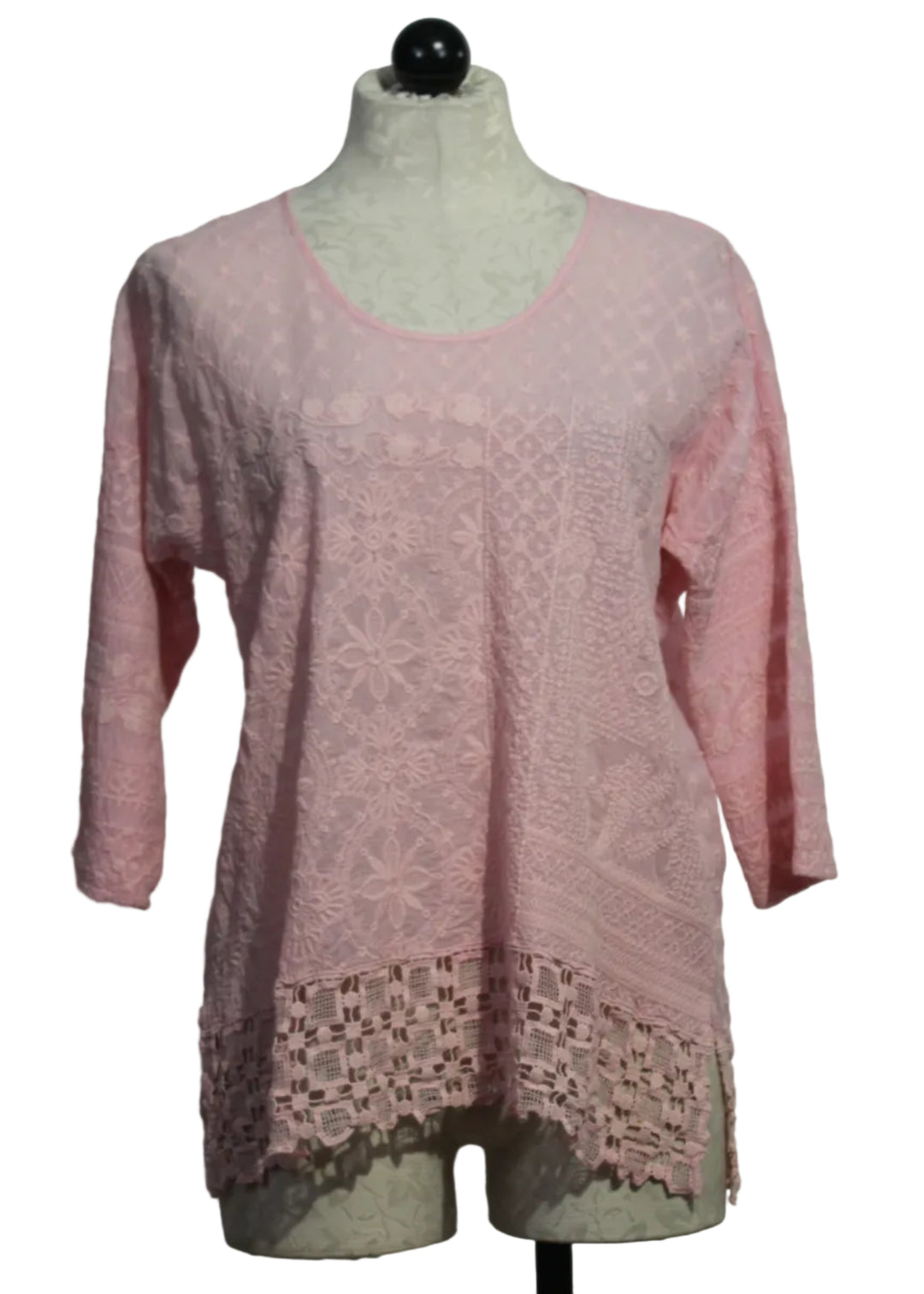 Romance Rose colored Zora Stitchwork Blouse by Johnny Was