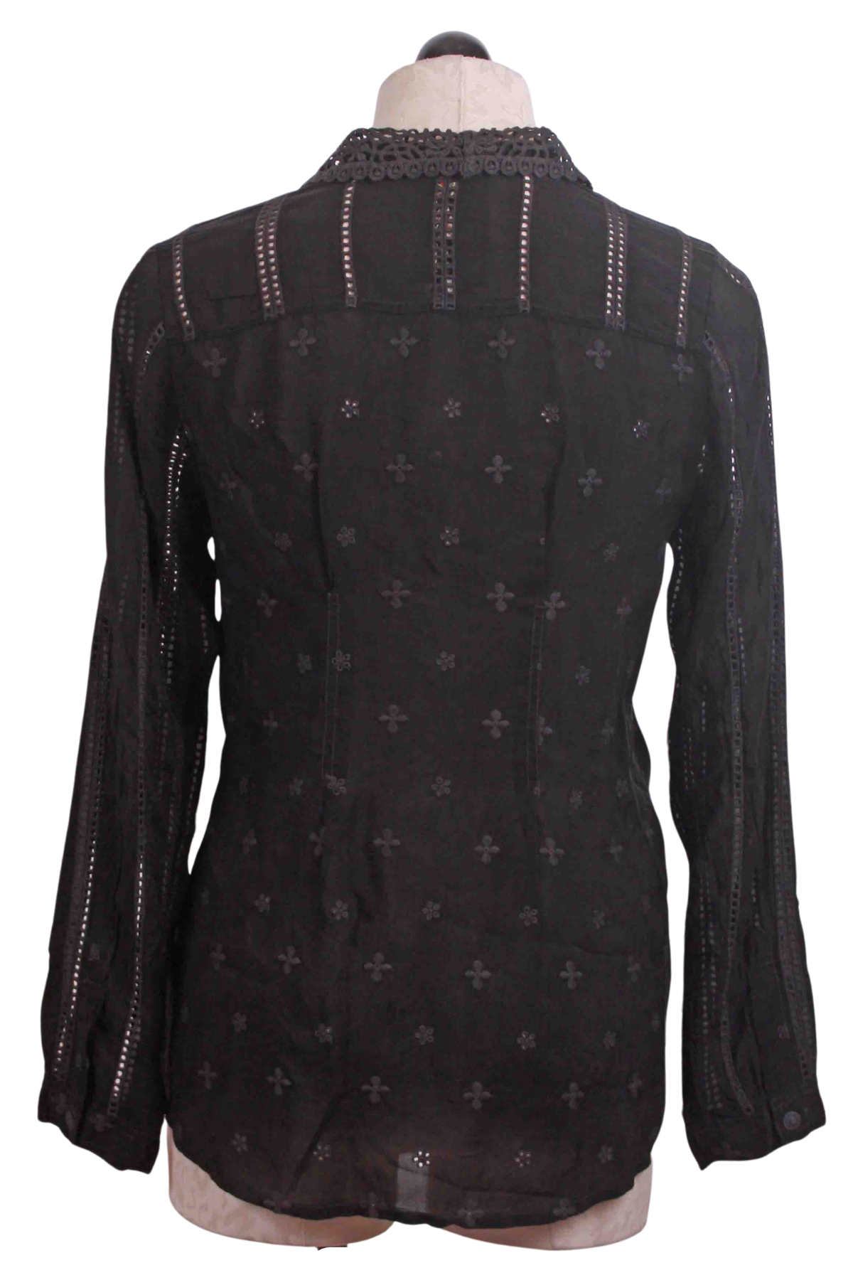 back view of Black Celia Applique Shirt by Johnny Was