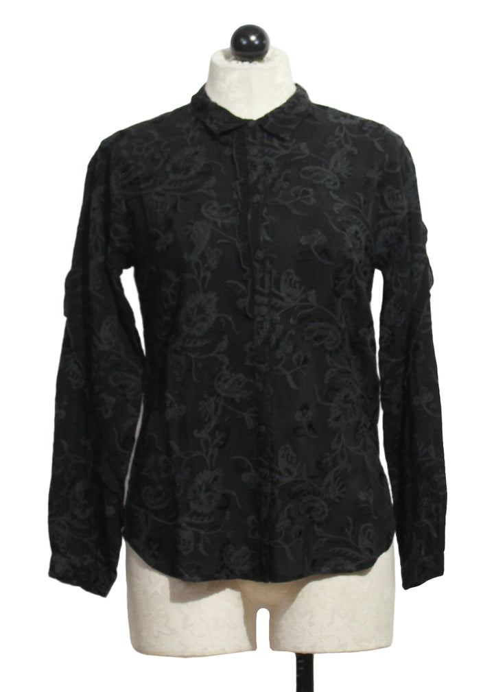 Black Embroidered Elain Shirt by Johnny Was