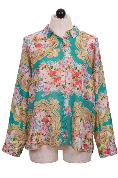 Multi colored Rivoray Arie Button-Up Blouse by Johnny Was 