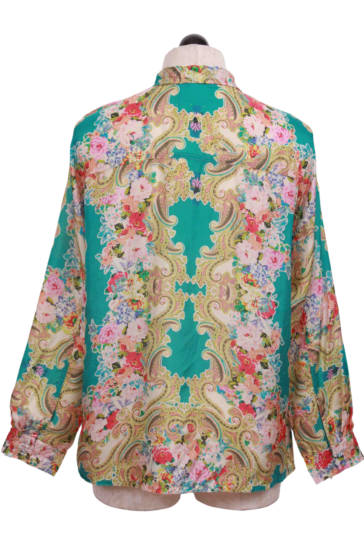 back view of Multi colored Rivoray Arie Button-Up Blouse by Johnny Was