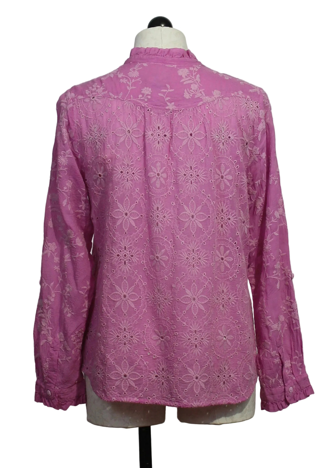 back view of Amyle Eyelet Flower Shirt by Johnny Was in the color Spring Crocus