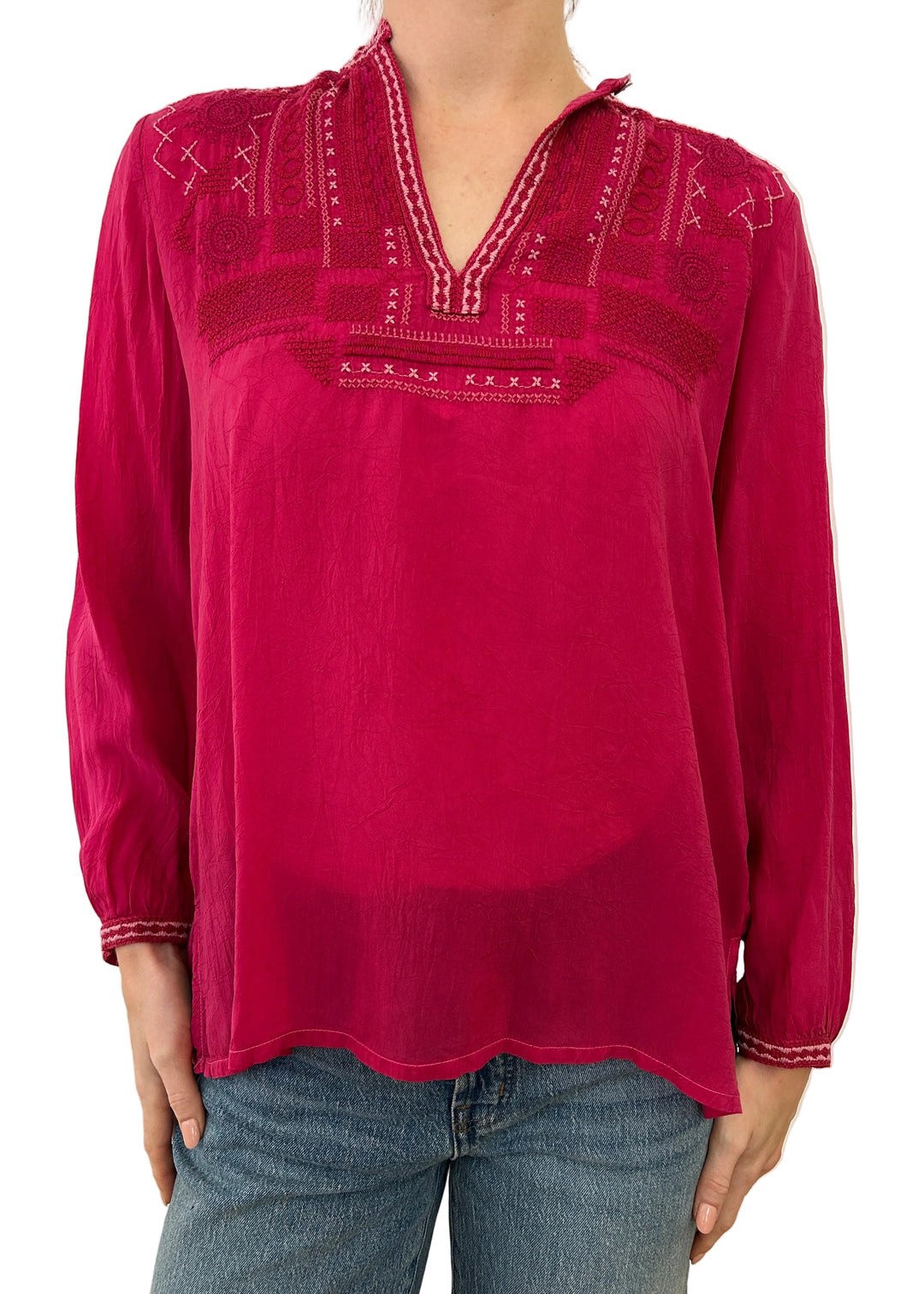 Cherries Jubilee colored Wes Blouse by Johnny Was