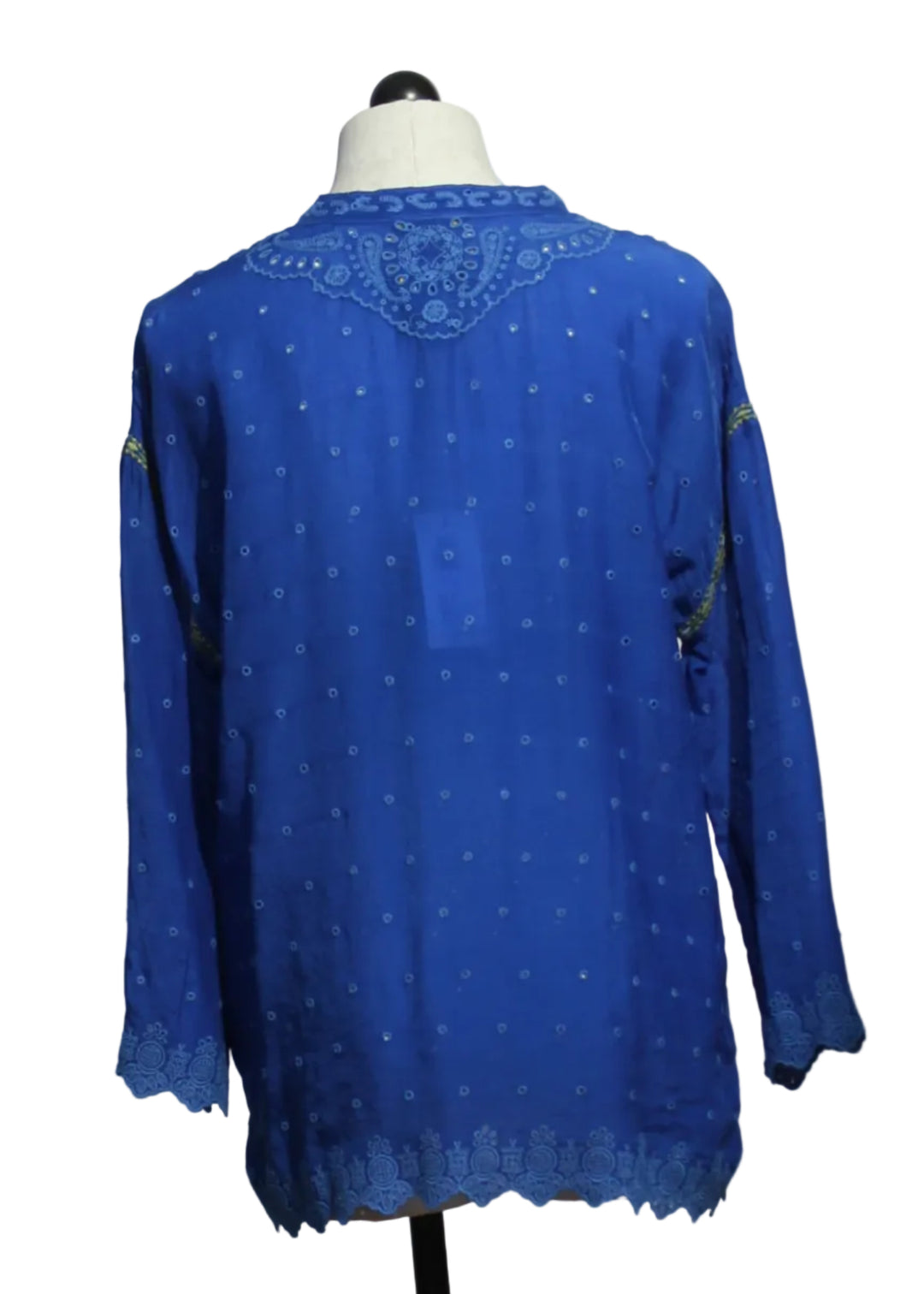 back view of Ella Blouse by Johnny Was in the color Admiral Blue