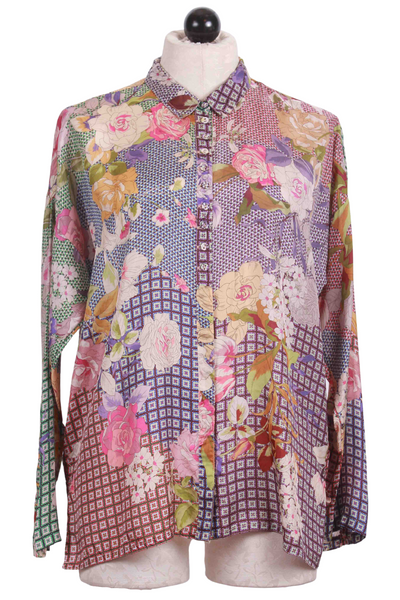 Multi-colored  Cathron Mingle Blouse By Johnny Was