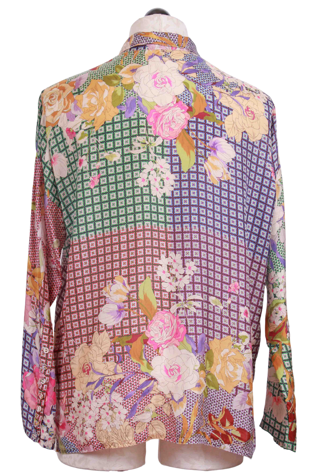 back view of Multi-colored Cathron Mingle Blouse By Johnny Was