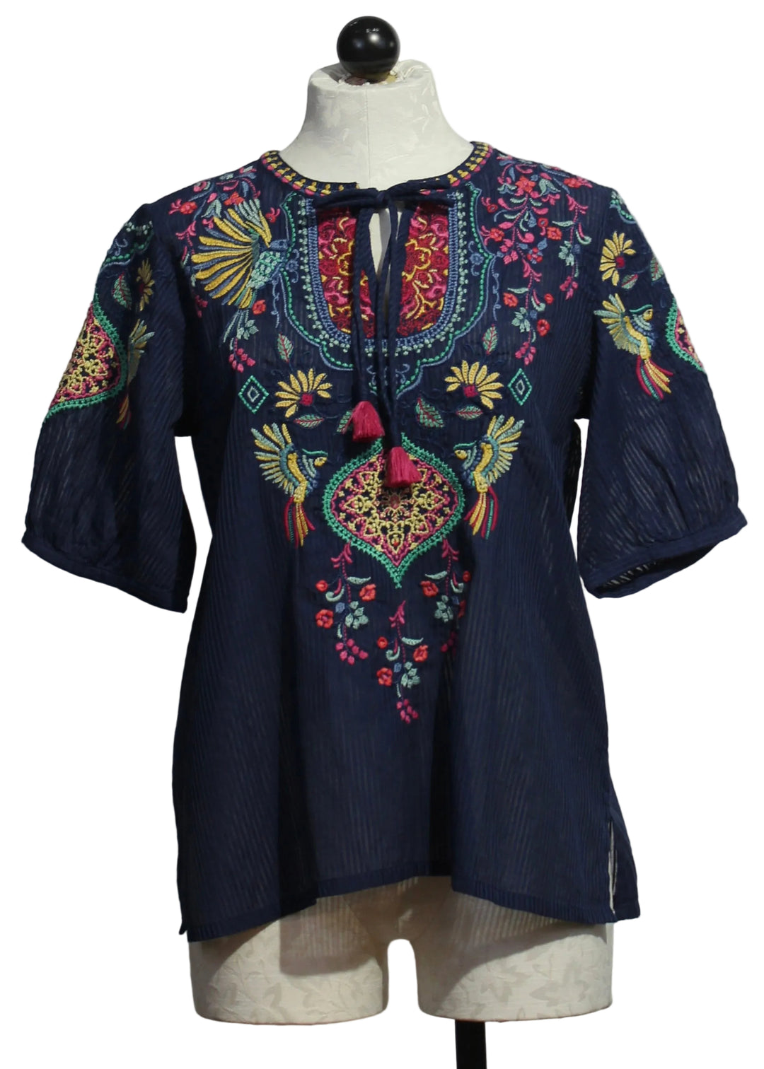 Margot Short Sleeve Blouse by Johnny Was in Blue Night