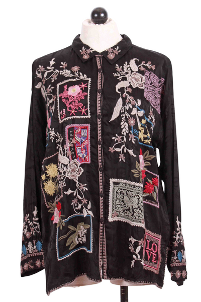 black Embroidered Briony Blouse by Johnny Was