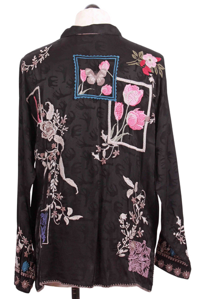 back view of black Embroidered Briony Blouse by Johnny Was