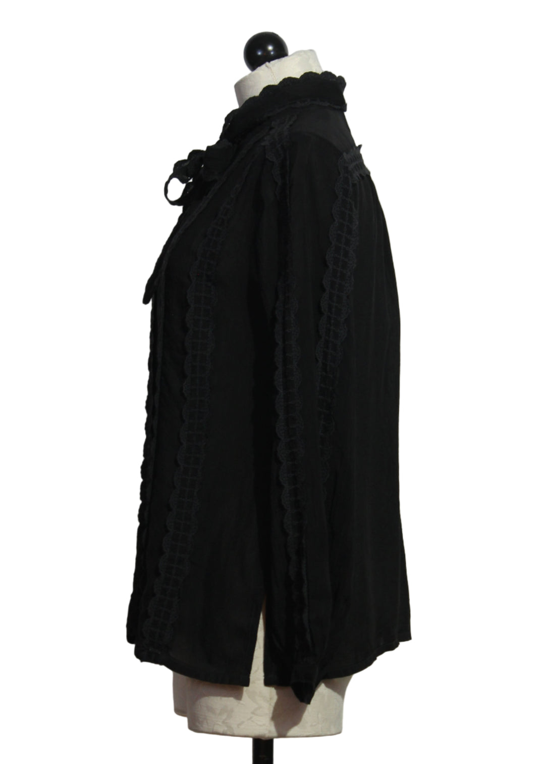 Side view of Black Ivania Shirt by Johnny Was