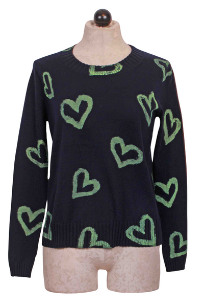 Navy and green  Love Zone Sweater by Lisa Todd