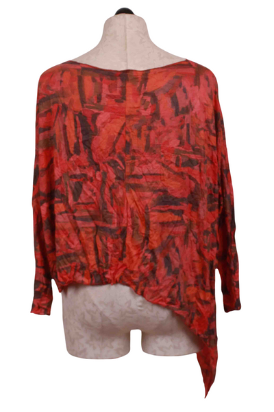 back view of Coral Abstract Cropped Curved Hem Top by Reina Lee