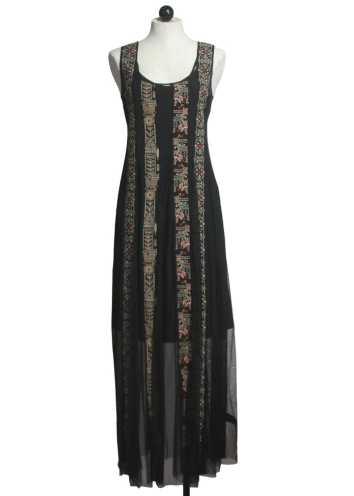 Black Ilenia Maxi Mesh Slip Dress by Johnny Was 