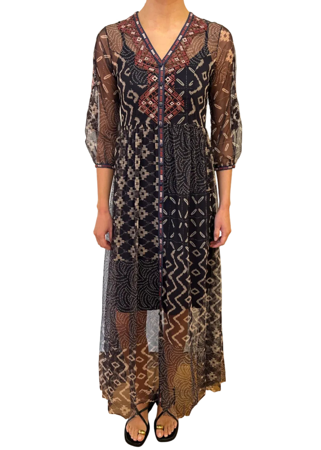 Uma Printed Theia Mesh Dress by Johnny Was