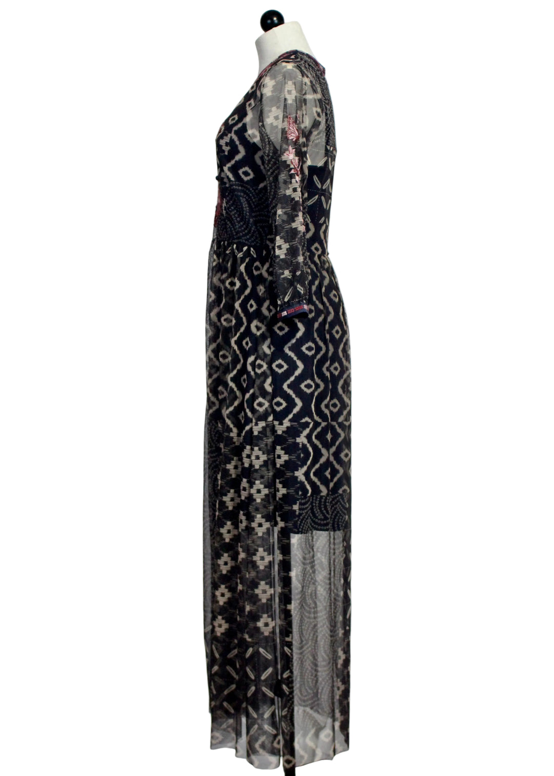 Side view of The Theia Mesh Dress by Johnny Was in the Uma Print