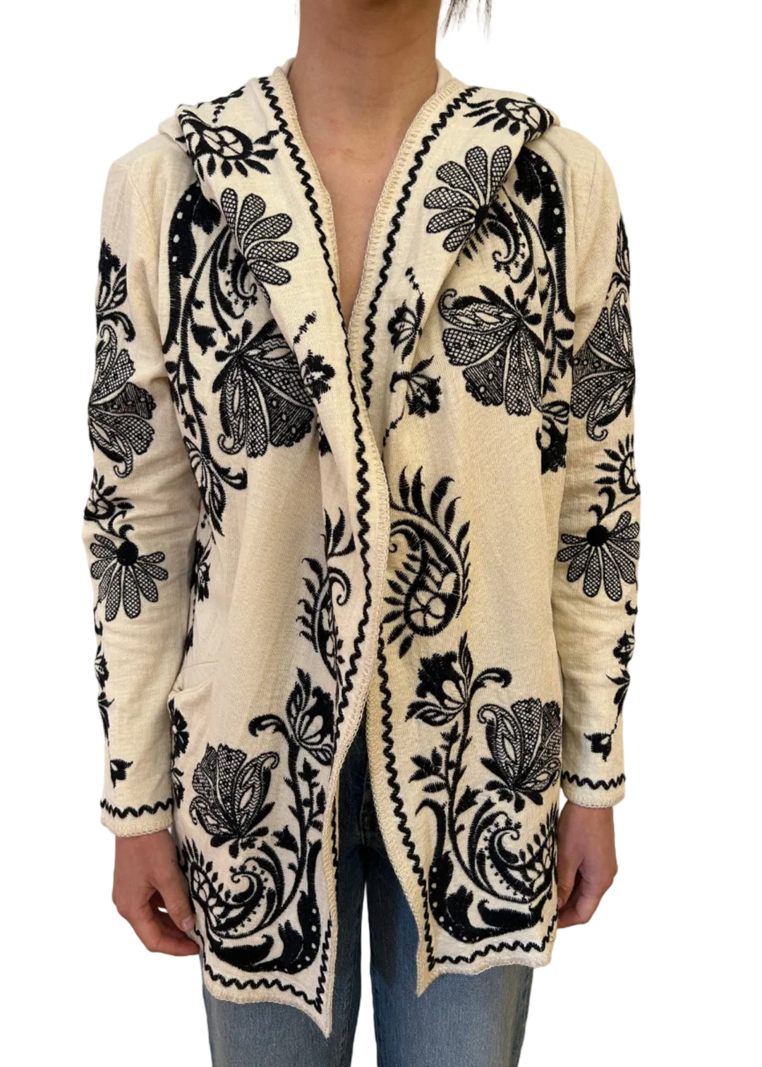 ECRU colored Biya Short Hoodie by Johnny Was