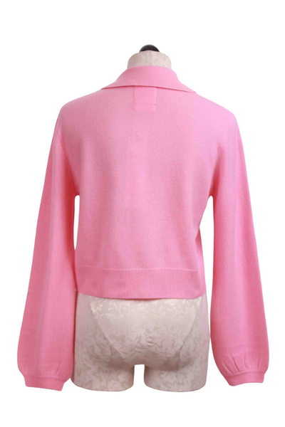 back view of Bellini Pink Piha Blouse Style Cardigan by Crush