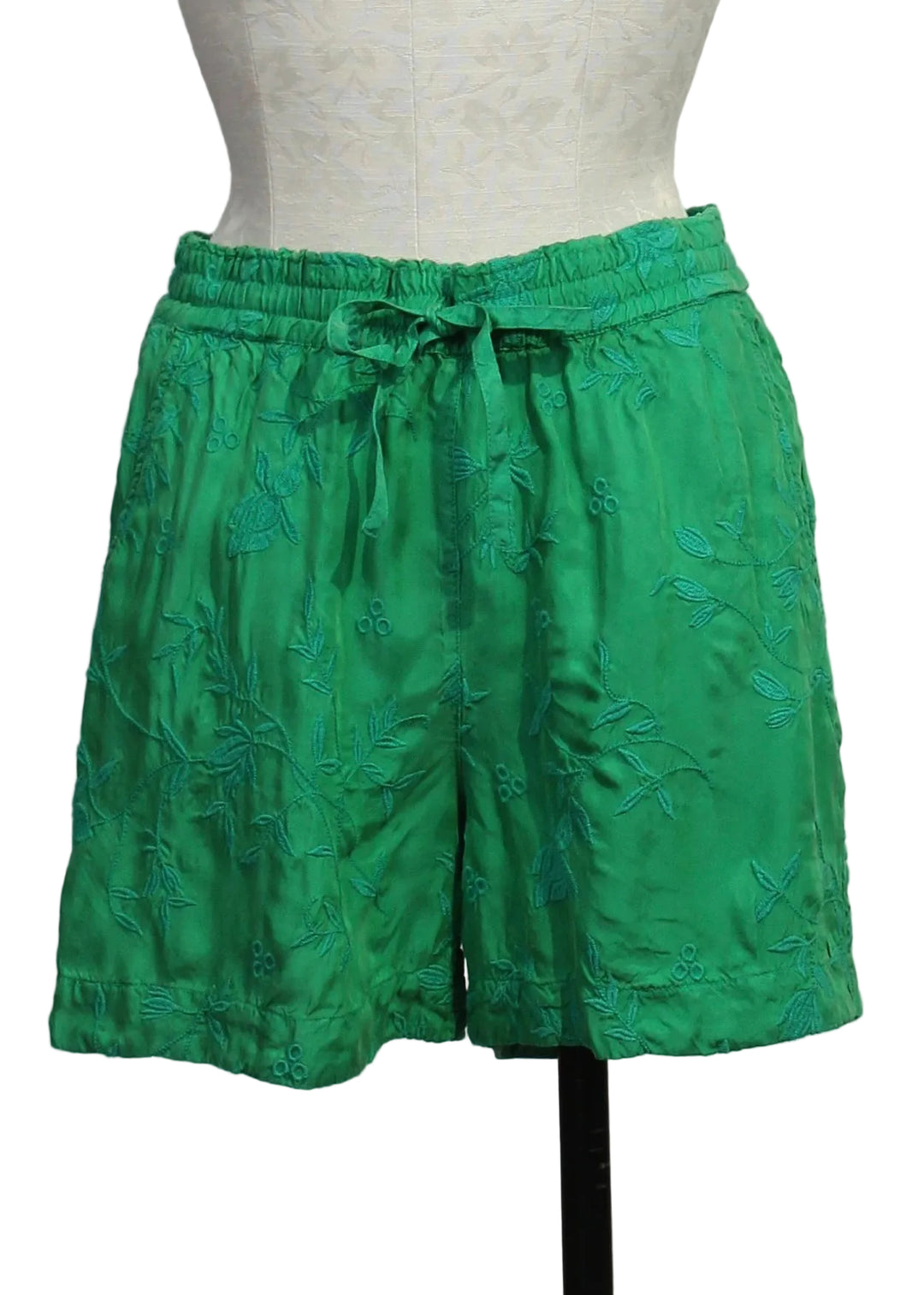 Audrey Eyelet Flower Short by Johnny Was in bright green 