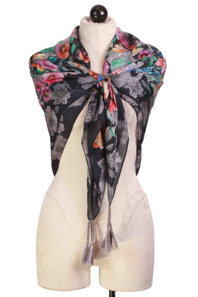 Black Multi Floral Fall Dance Scarf by Johnny Was 