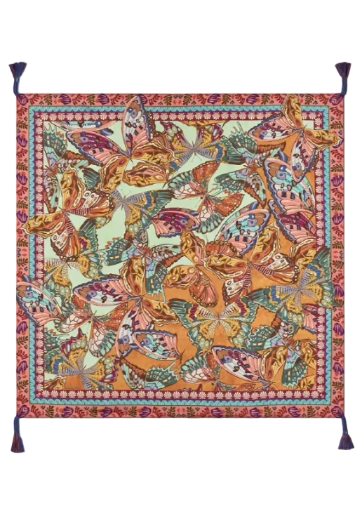 The 42" Square multicolored Ofelia Silk Scarf by Johnny Was