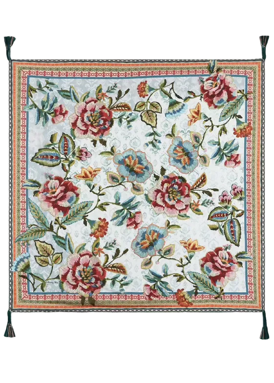 42" Square Floral Gillian Silk Scarf by Johnny Was