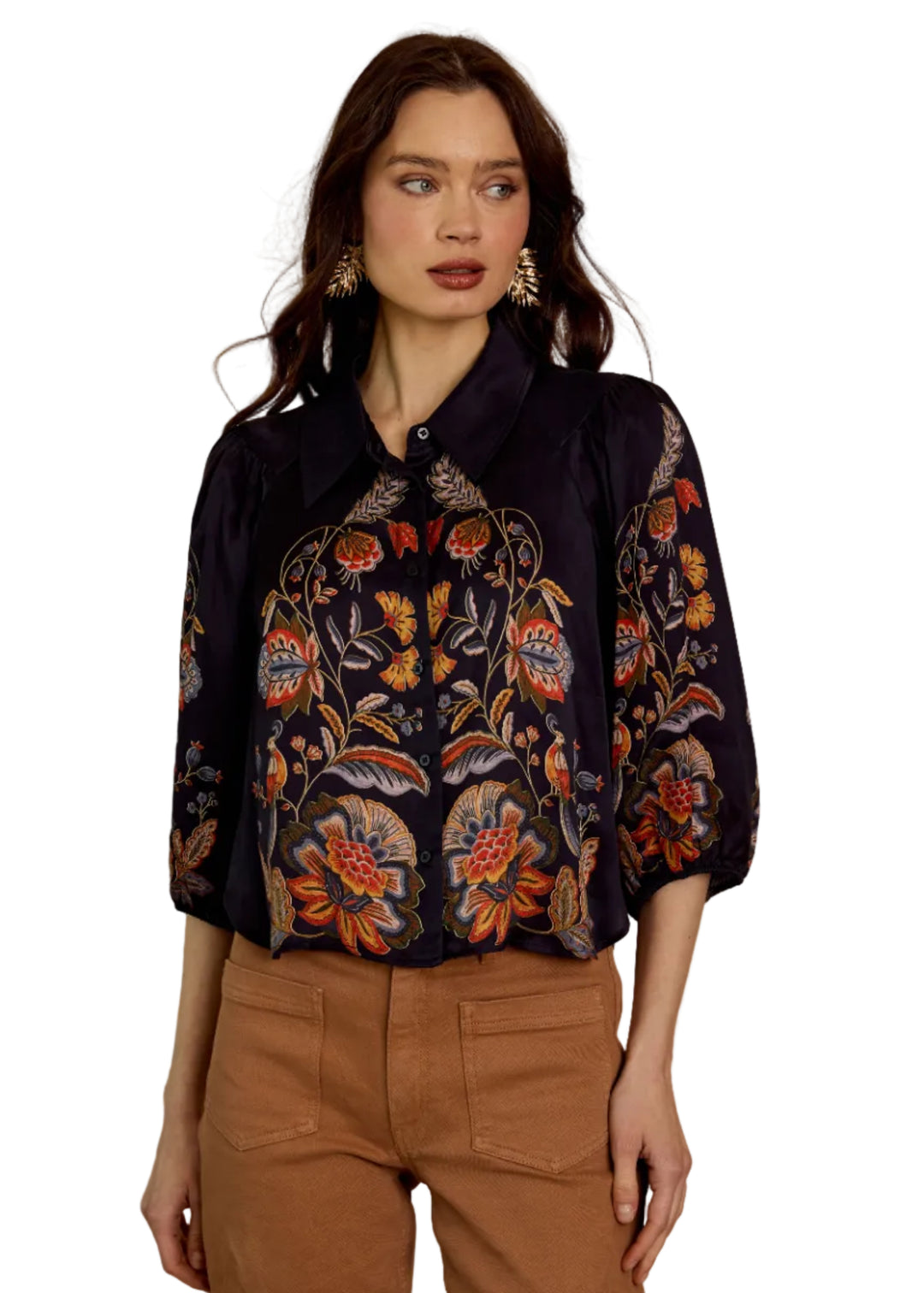 model wearing the Juliette Top in Bush Paradise by Caballero
