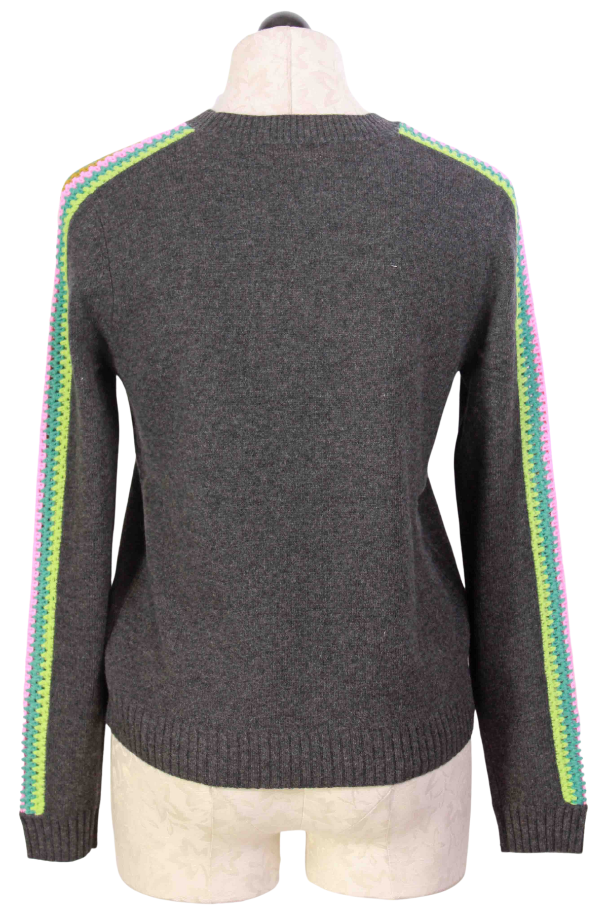 back view of Flannel Colored Linked In Sweater by Lisa Todd