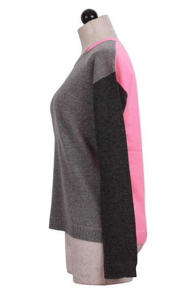 side view of Fog/Candy Colorblock Writer's Block Sweater by Lisa Todd