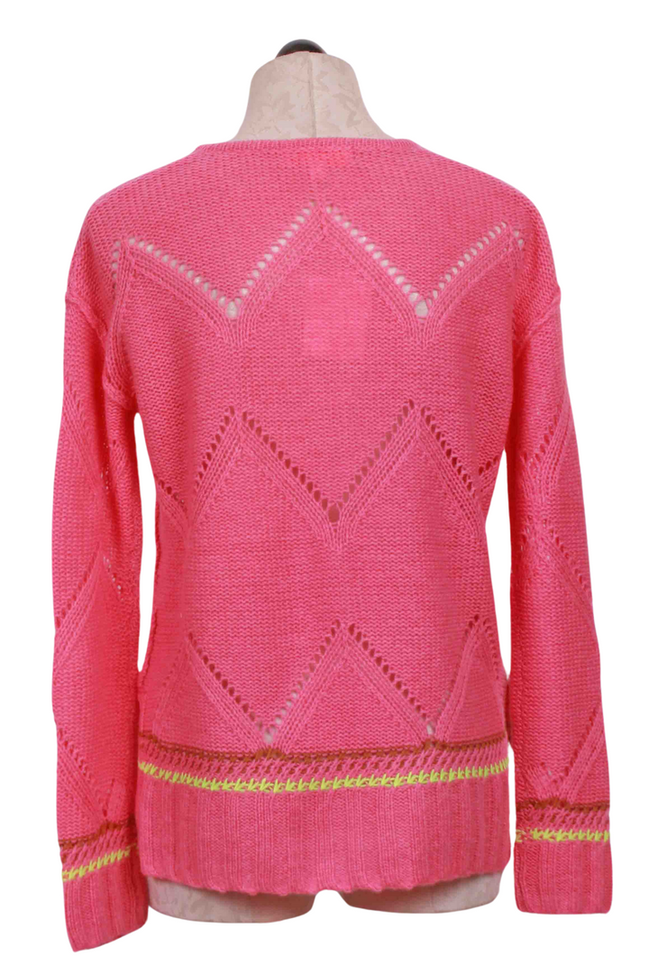 back view of Summer Softie V Neck Sweater by Lisa Todd in Pink Punch