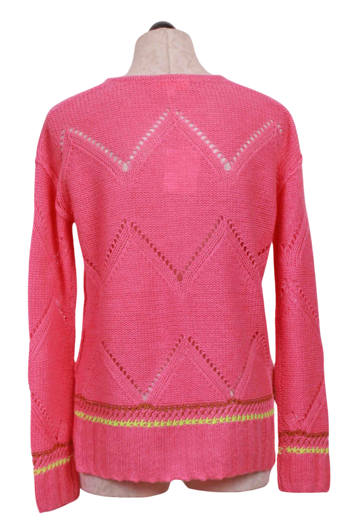 back view of Summer Softie V Neck Sweater by Lisa Todd in Pink Punch