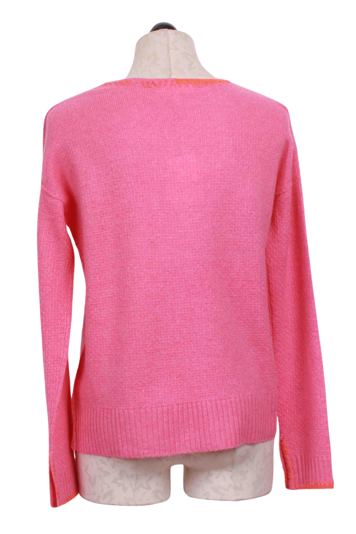 back view of Split Decision Crew Neck Sweater by Lisa Todd in Pink Punch