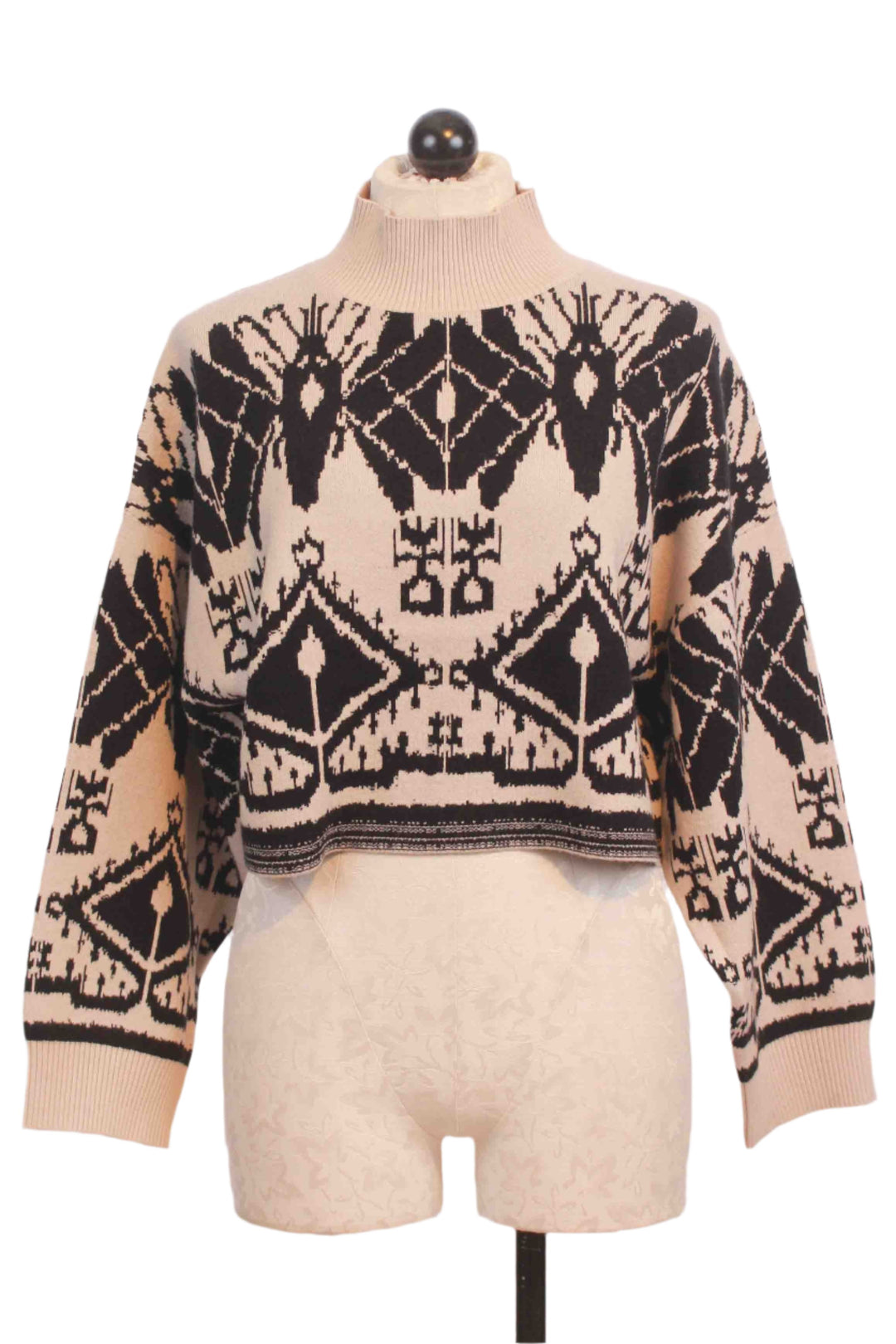 Ikat Tapestry Cropped Mock Neck Maeva Sweater by Caballero