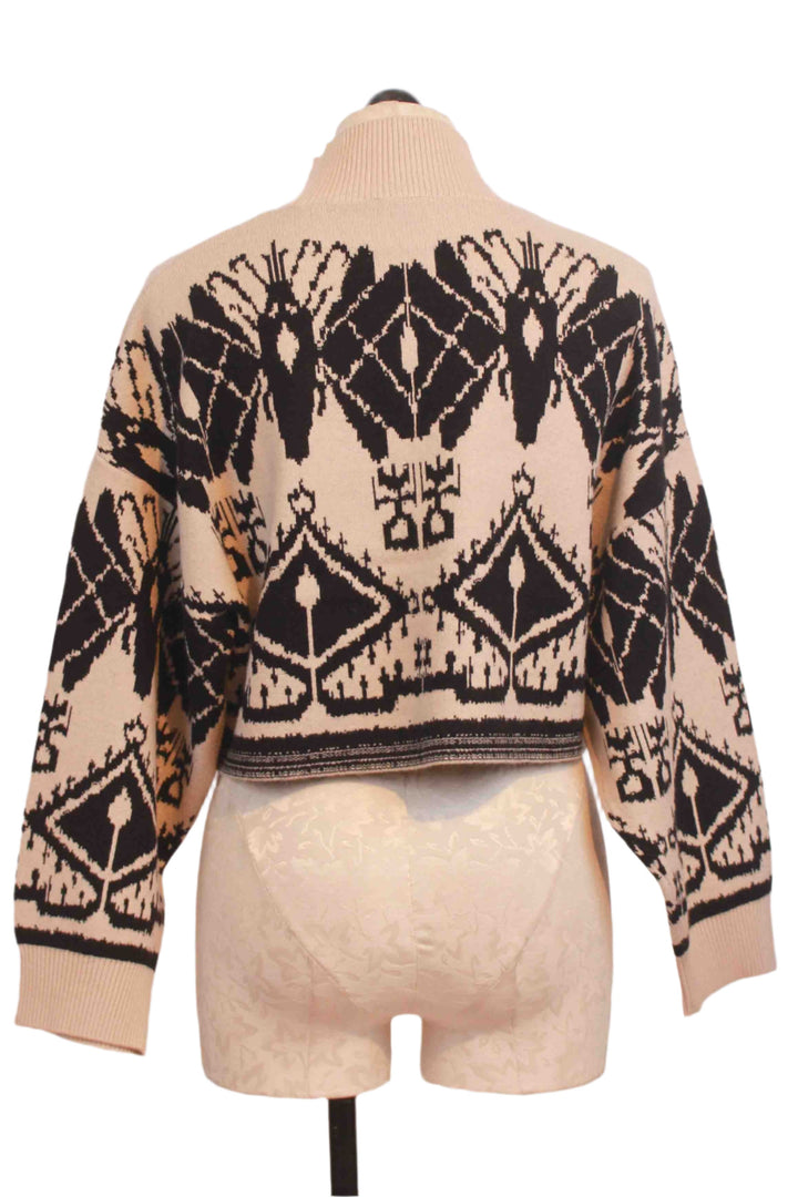 back view of Ikat Tapestry Cropped Mock Neck Maeva Sweater by Caballero