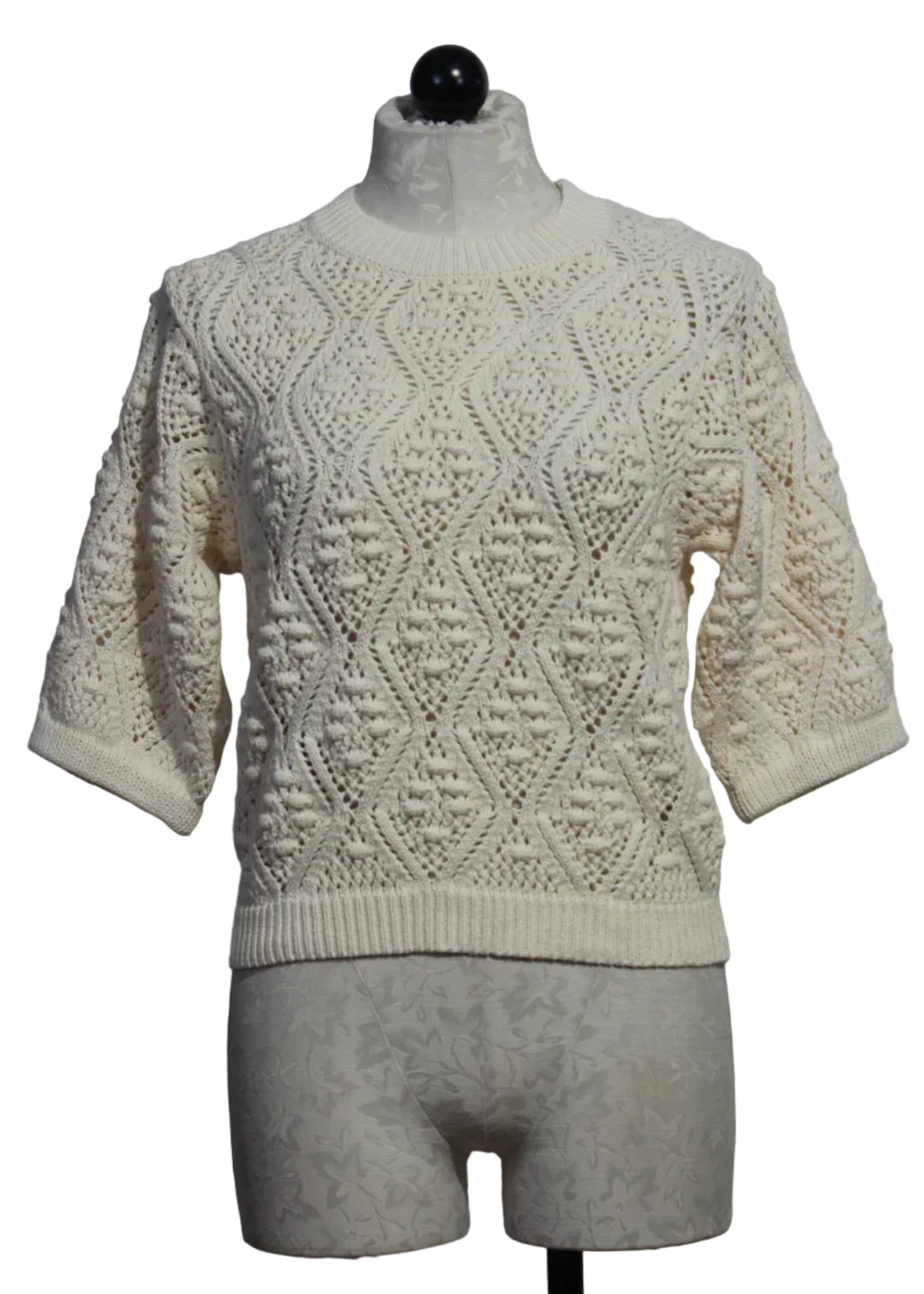 Cream Layla Short Sleeve Sweater by Caballero