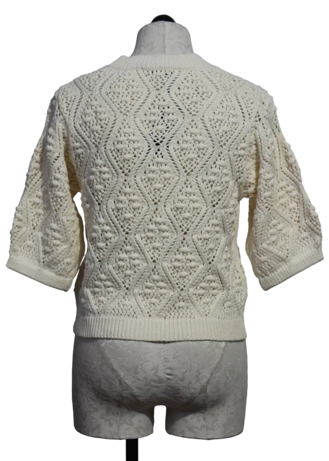 back view of Cream Layla Short Sleeve Sweater by Caballero