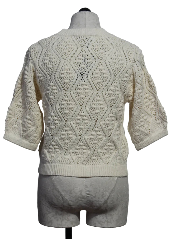 back view of Cream Layla Short Sleeve Sweater by Caballero