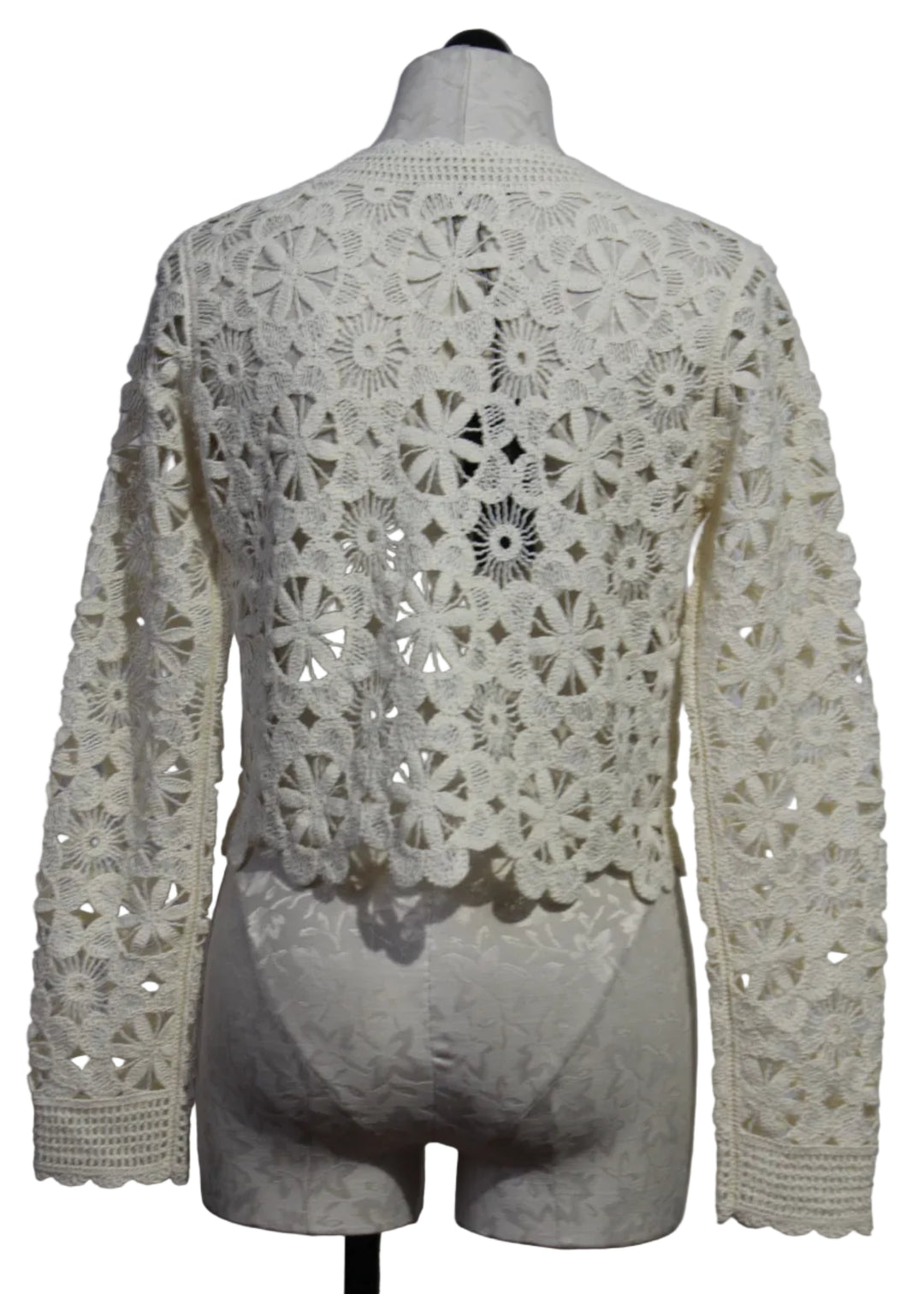 back view of Corina Crochet Cardigan Sweater by Caballero