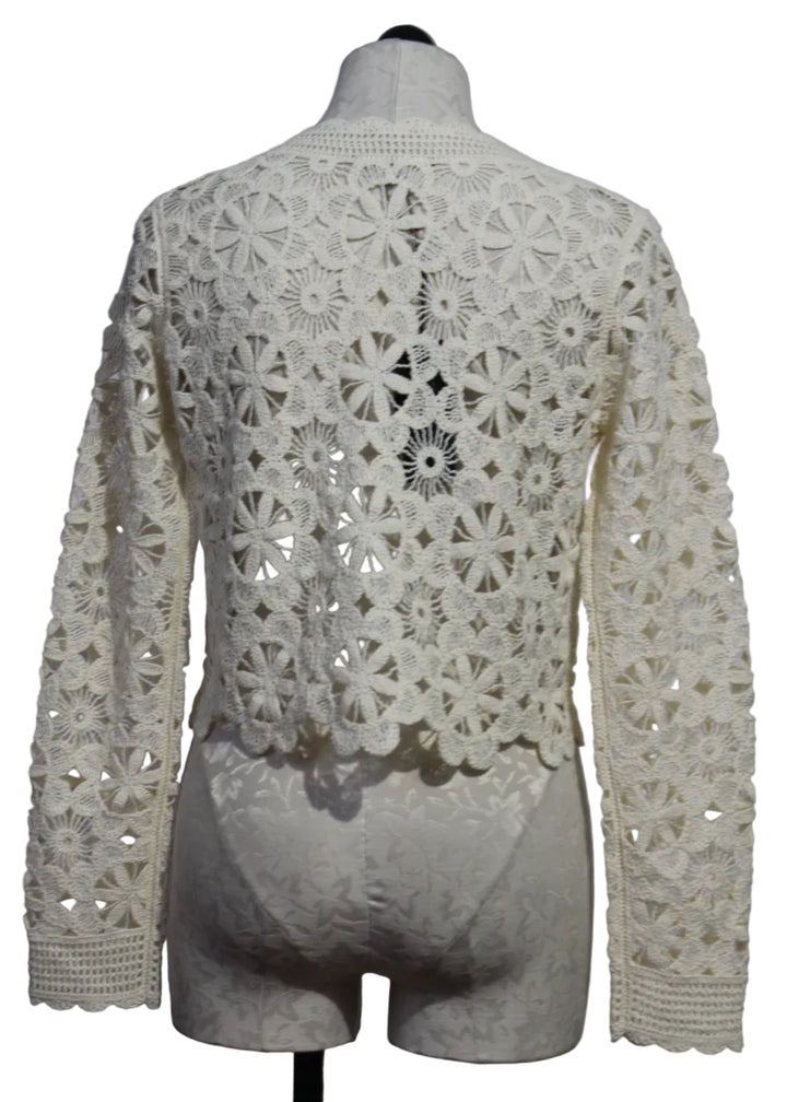 back view of Corina Crochet Cardigan Sweater by Caballero