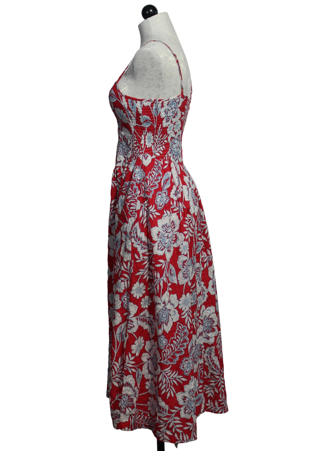side view of Raspberry Floral Print Brunilda Sleeveless Dress by Velvet Heart 