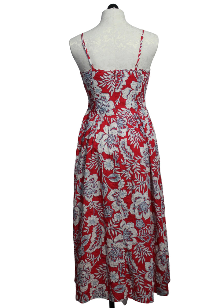 back view of Raspberry Floral Print Brunilda Sleeveless Dress by Velvet Heart 