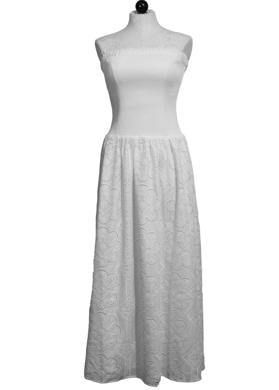 White Strapless Kate Maxi Dress by BTB Los Angeles