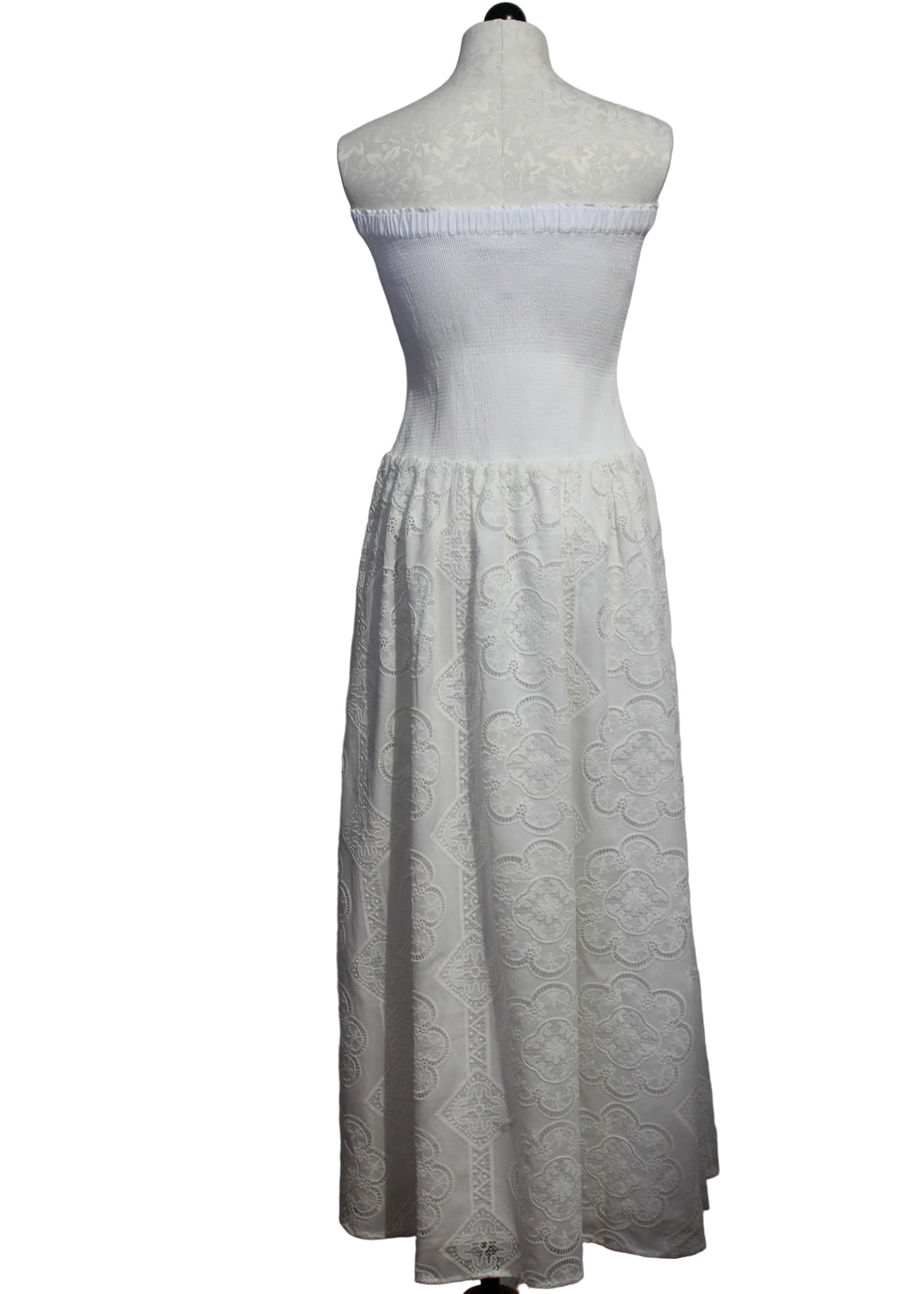back view of White Strapless Kate Maxi Dress by BTB Los Angeles