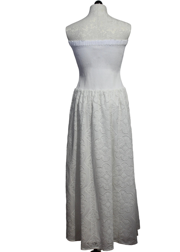 back view of White Strapless Kate Maxi Dress by BTB Los Angeles