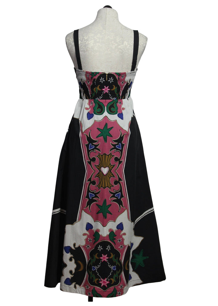back view of the Yelena Ankle Dress by Cleobella in the Estelar print 