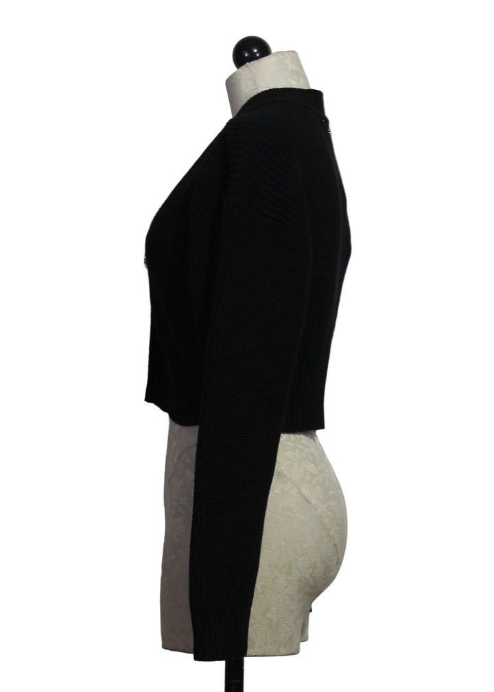 side view of black Heart Sweater by Cleobella