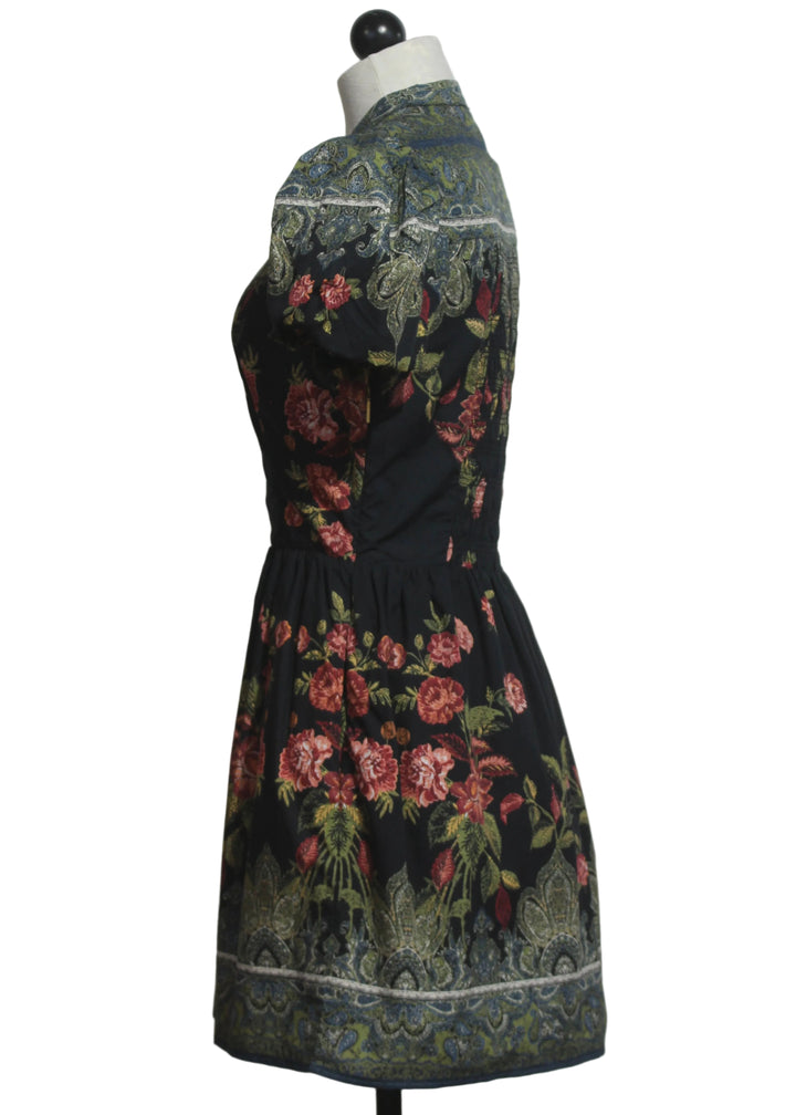 side view of the Sveti Mini Dress by Cleobella in the Eglantine Print 
